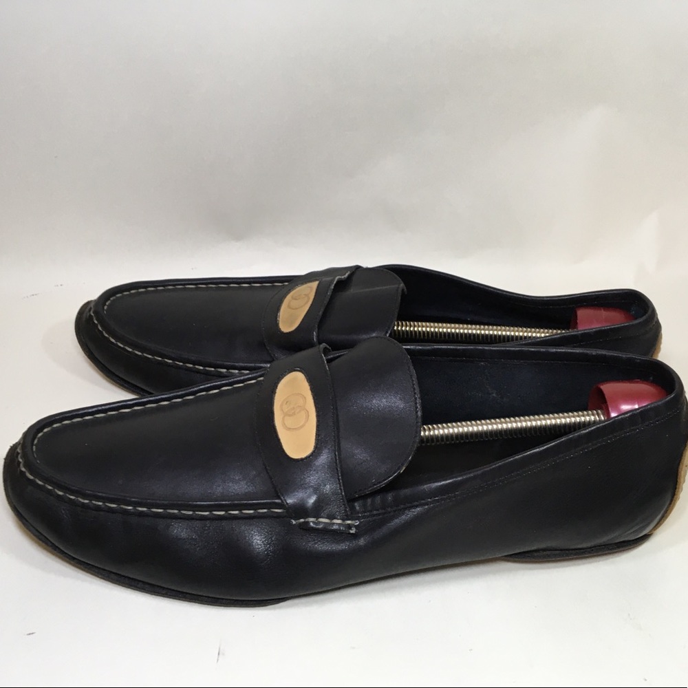 Vtg Mens GUCCI black leather slippers sz 43 / 9.5M